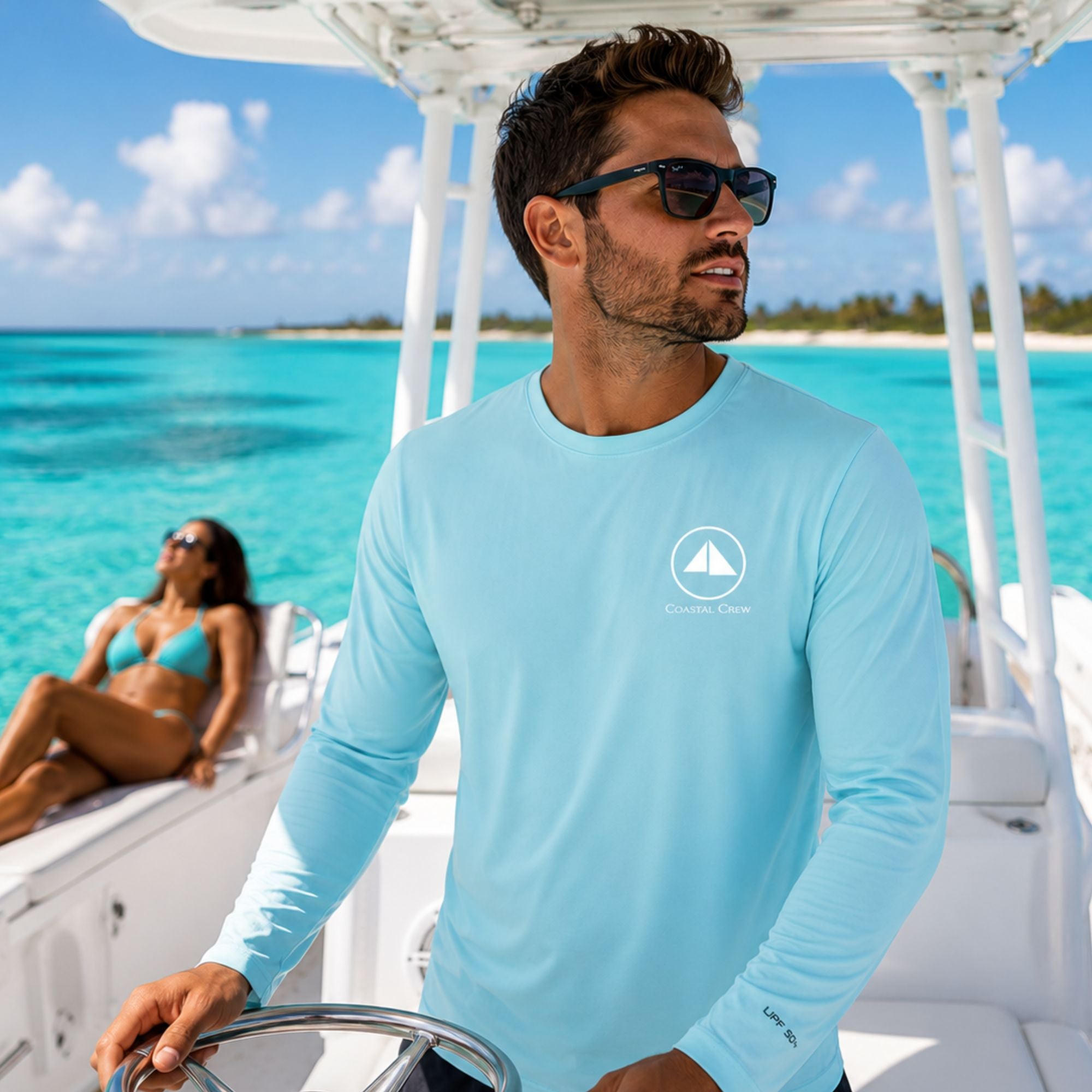 Exuma UPF 50 sun shirt, fast drying sun protection for boating and the beach
